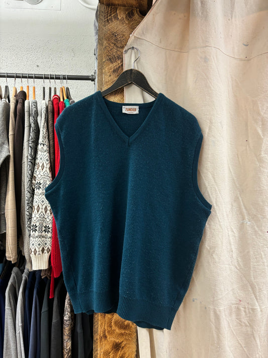 Vintage Tundra Knit Teal Sweater Vest - L