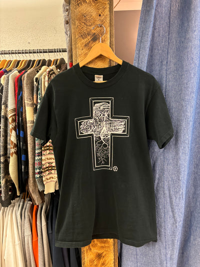 Vintage Good News "Cross" Black Jesus T-shirt - L