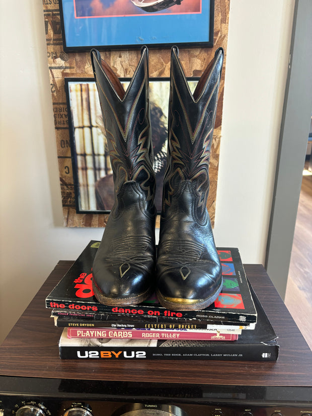 Cowboy Steel Pointed Toe Black Boots - 9