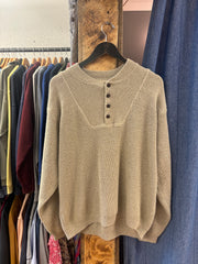Vintage Cabin 1/4 Brown Button-Up Sweater - M