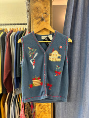 Vintage Tabi Blue Knit Vest - M