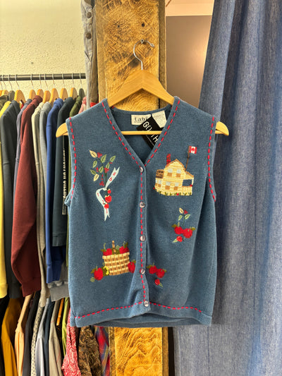 Vintage Tabi Blue Knit Vest - M
