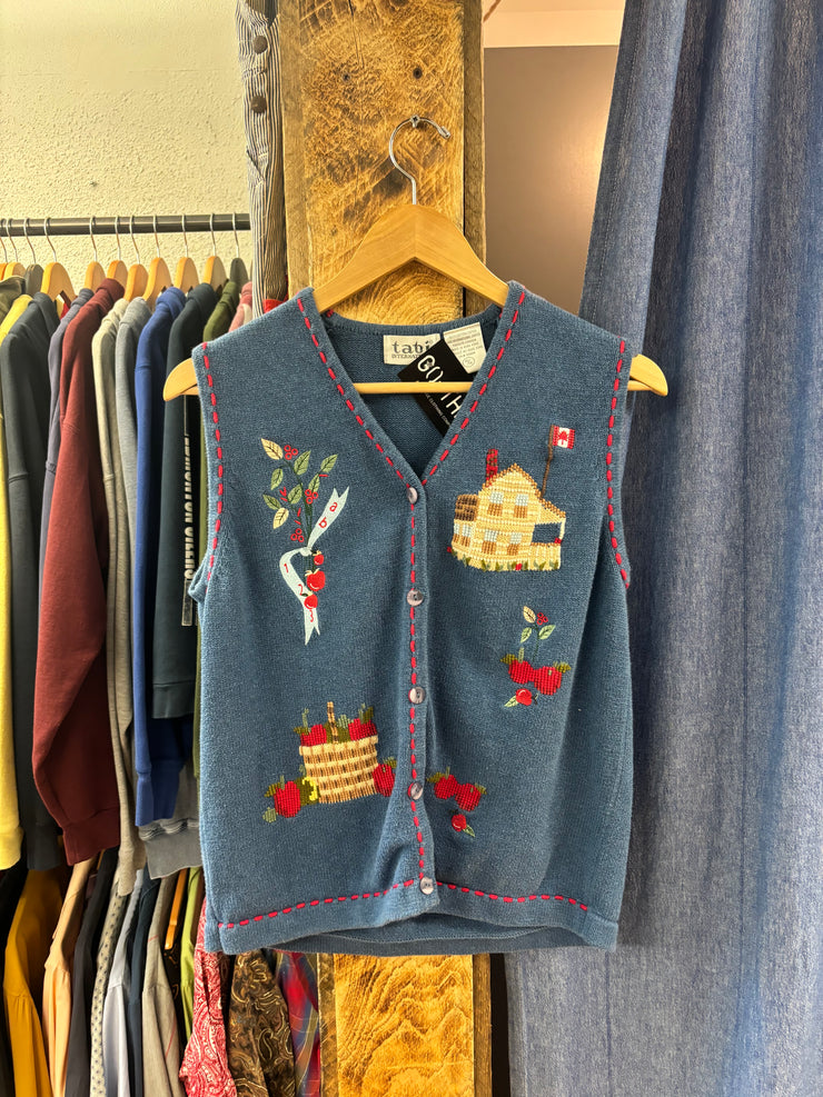 Vintage Tabi Blue Knit Vest - M