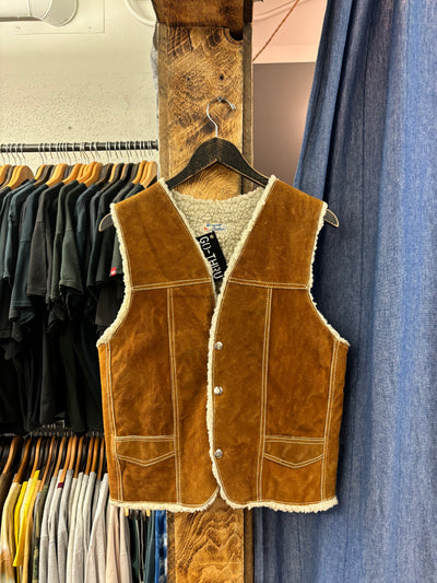 Vintage Genuine Leather Tan Lined Vest - S (W)