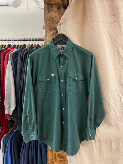 Vintage GWG Nevr' Press Dark Green Button-Up T-shirt - M