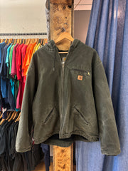 Vintage Carhartt Hooded Dark Green Jacket - XXL