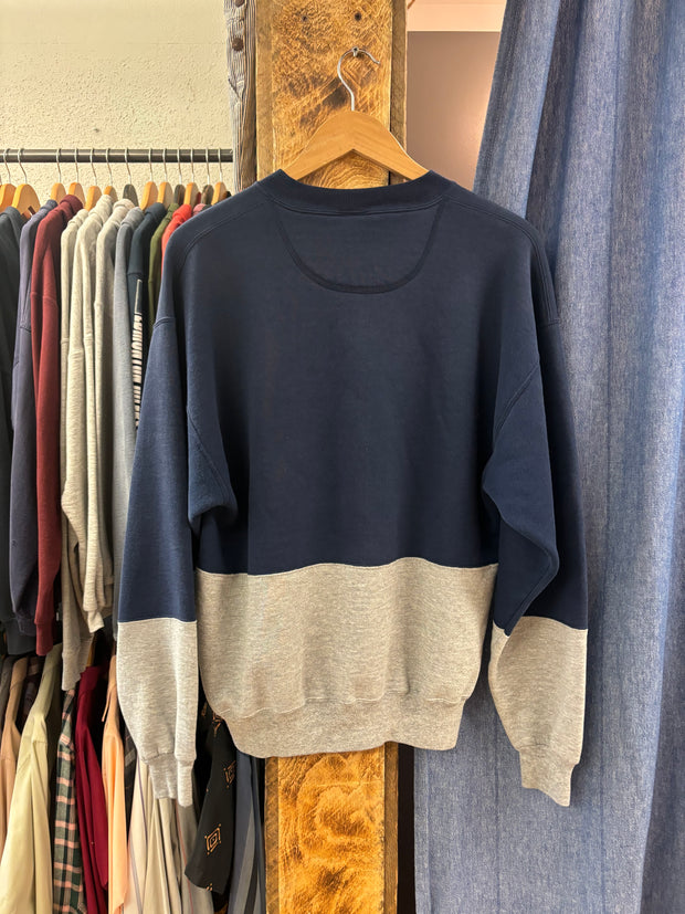 Vintage Russell Navy/Grey Blank Crewneck - L
