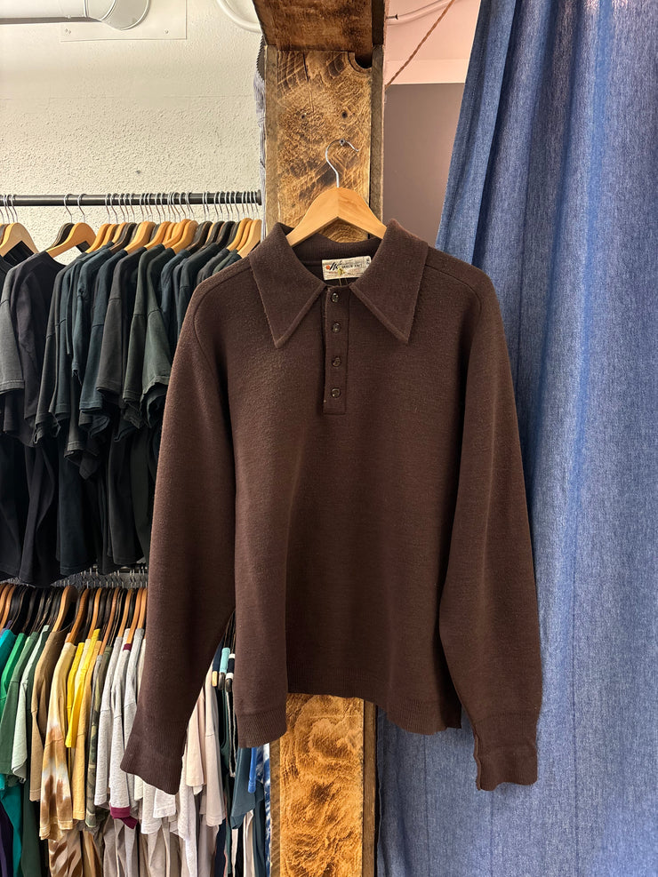 Vintage Warren Knit Brown Collared Longsleeve Knit Sweater - XXL