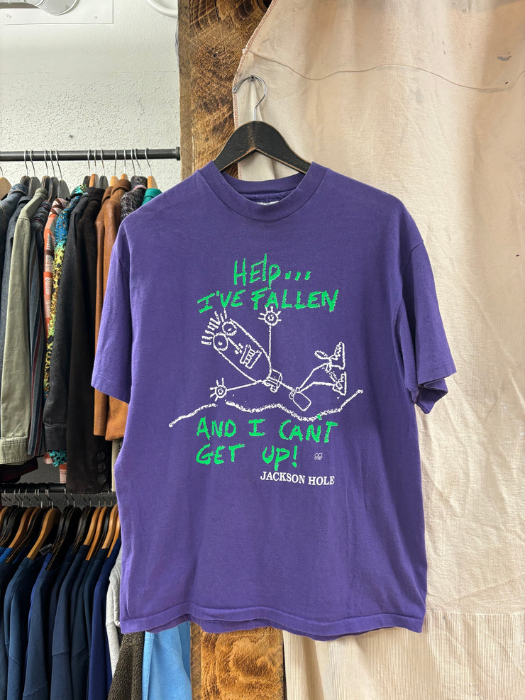 Vintage "Help... I've Fallen And I Can't Get Up!" Purple T-shirt - L