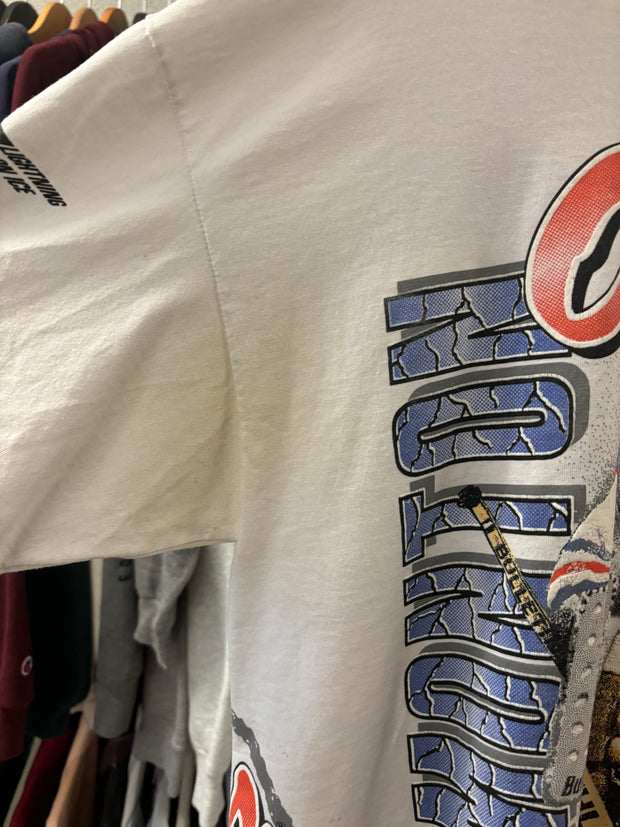Vintage Edmonton Oilers AOP Bulletin White T-Shirt - XL