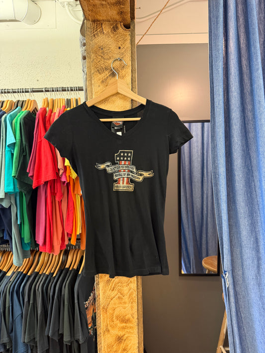 Vintage Harley Davidson black graphic womens t-shirt - S