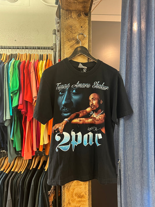 Vintage 2pac graphic black t-shirt - L