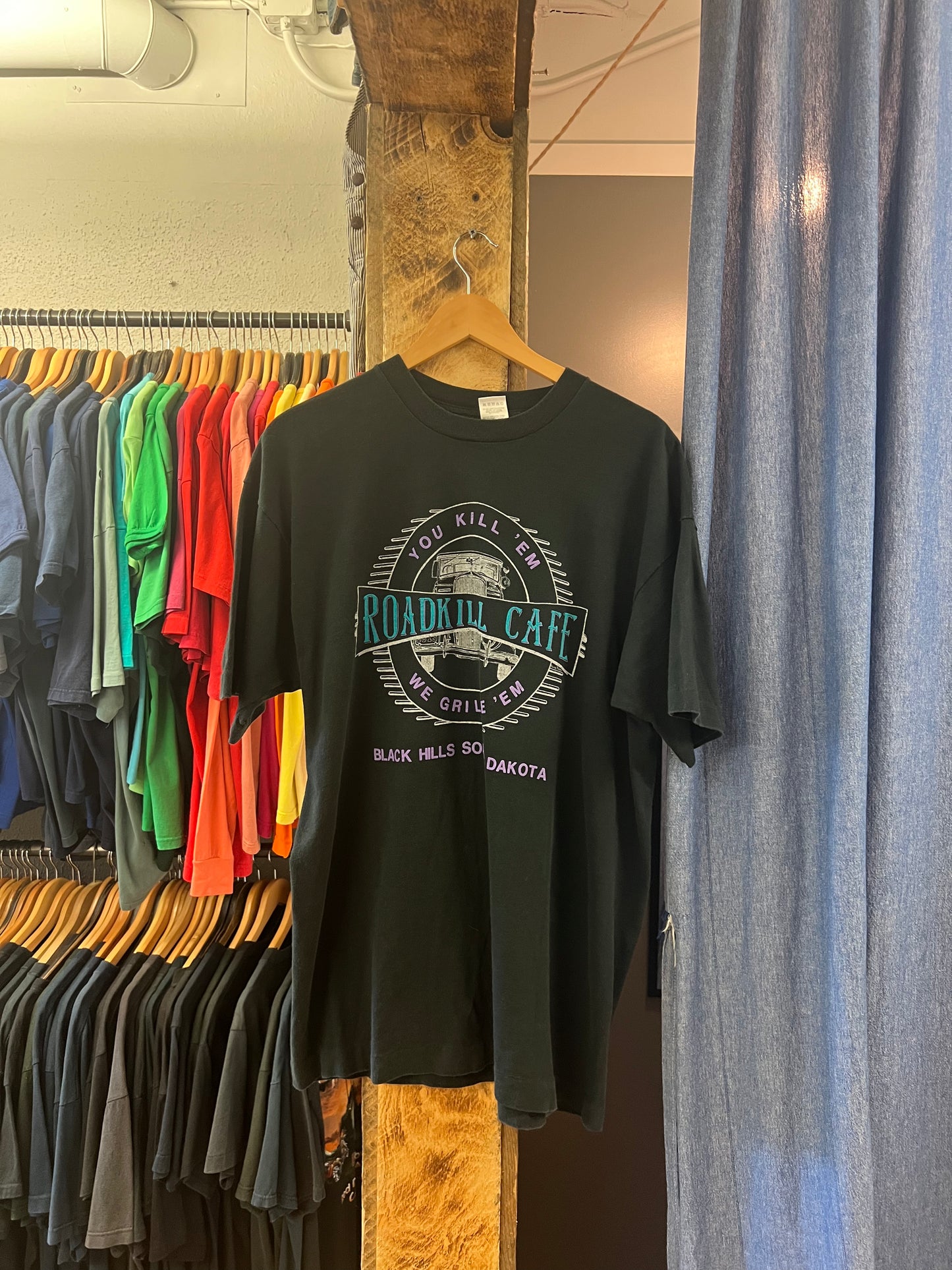 Vintage Roadkill Cafe Black Graphic T-shirt - XL