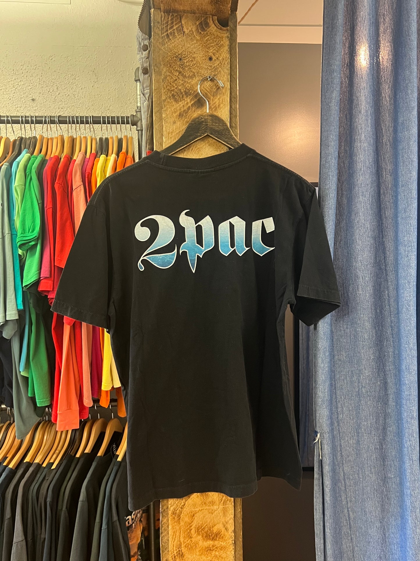 Vintage 2pac graphic black t-shirt - L