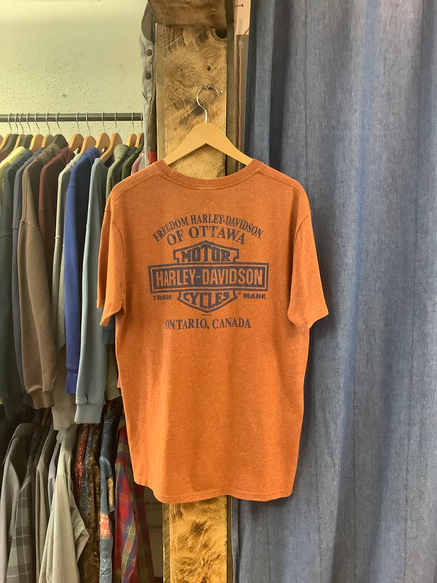 Vintage Harley Davidson Orange T-Shirt - L