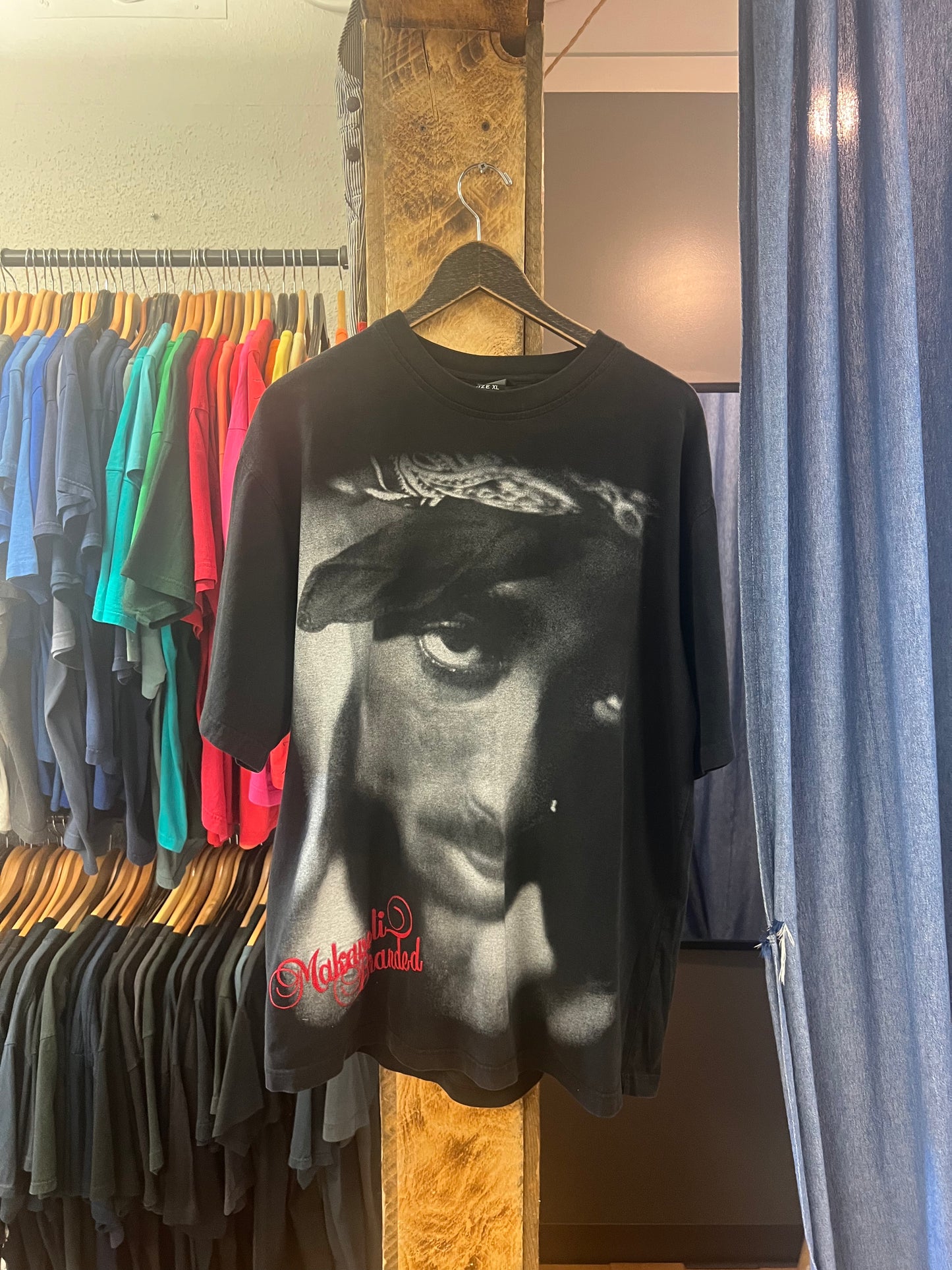 Vintage 2Pac Makaveli Branded AOP Black T-shirt - XL