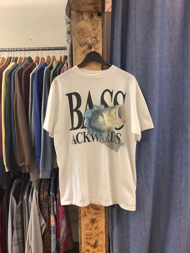Vintage Bass Ackwards White T-Shirt - XXL