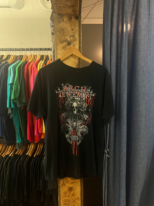 Vintage arch enemy skull black graphic T-shirt - XL