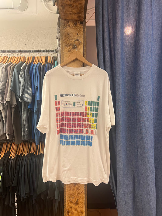 Vintage periodic table white graphic T-shirt - XXL