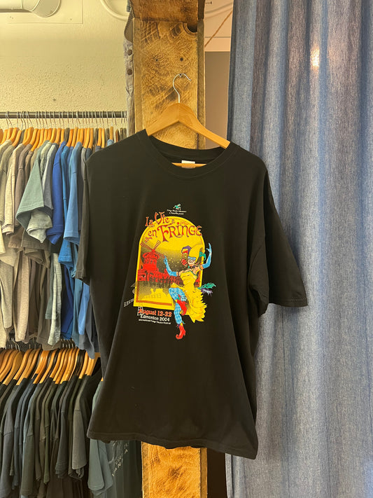 Vintage 2004 La Vie En Fringe Black Graphic T-shirt - XL