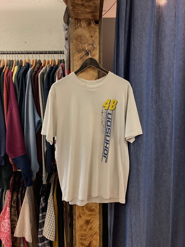 Vintage NASCAR Jimmie Johnson White Graphic T-Shirt - L