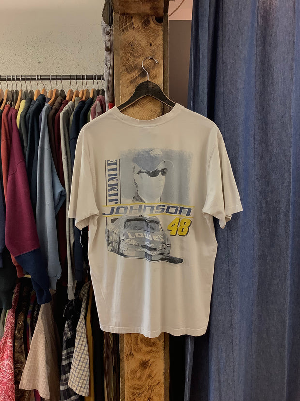 Vintage NASCAR Jimmie Johnson White Graphic T-Shirt - L