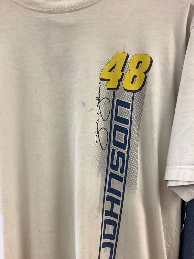 Vintage NASCAR Jimmie Johnson White Graphic T-Shirt - L