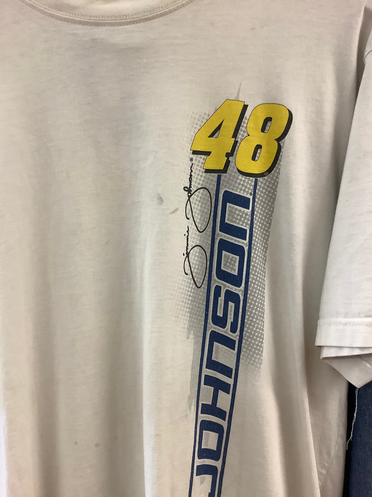 Vintage NASCAR Jimmie Johnson White Graphic T-Shirt - L