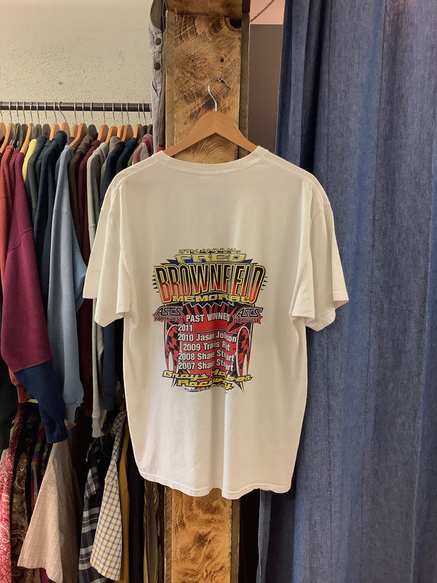 Vintage Fred Brownfield Memorial White Graphic T-Shirt - L