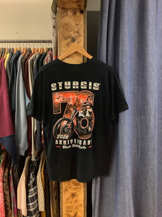 Vintage Sturgis 76th Anniversary Black T-Shirt - XL