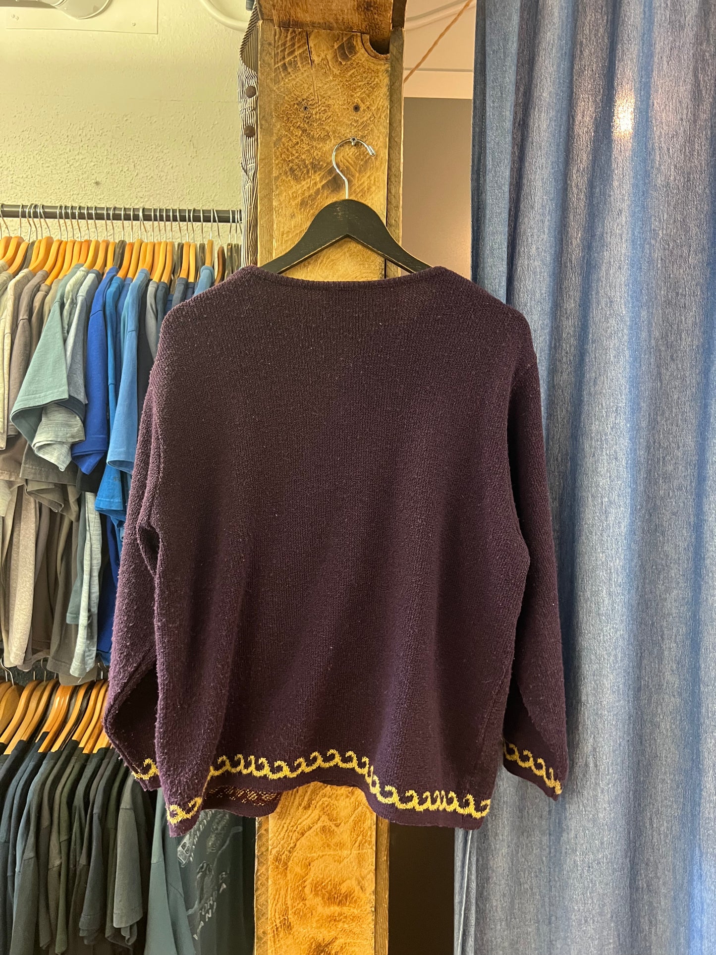 Vintage purple pearl snap floral cardigan - L