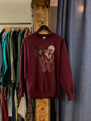 Vintage Animals Burgundy Graphic Crewneck - L