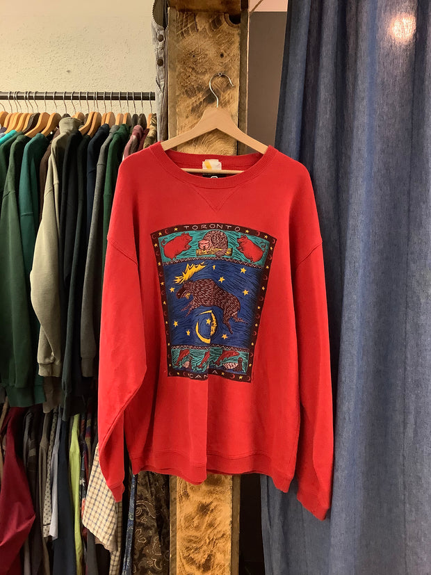 Vintage “Oh Yes Toronto” Red Graphic Crewneck - L