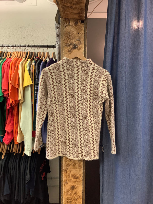 Vintage Sarthi Patterned Button Up Sweater - S
