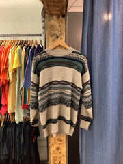 Vintage DaFuhad Multicolour Patterned Knit Sweater - XL