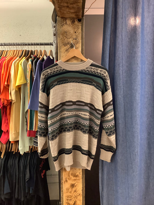 Vintage DaFuhad Multicolour Patterned Knit Sweater - XL