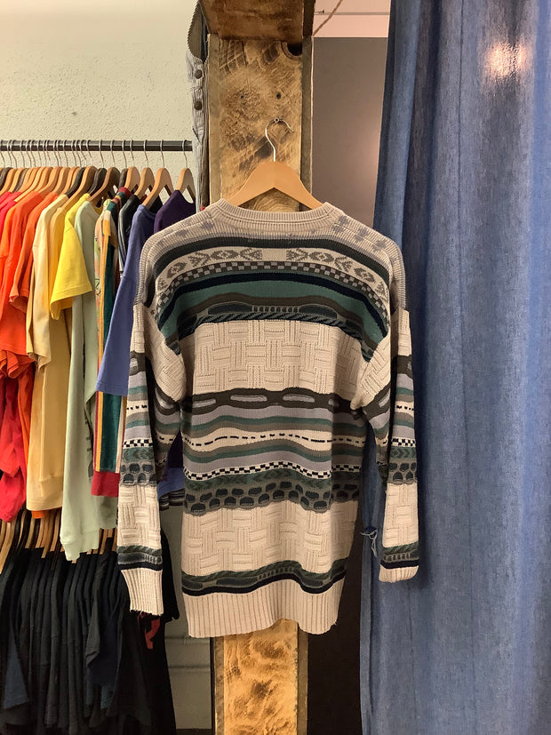 Vintage DaFuhad Multicolour Patterned Knit Sweater - XL