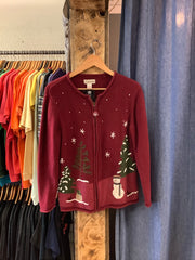 Vintage Carroll Reed Christmas Knit Cardigan - S