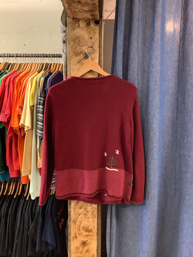 Vintage Carroll Reed Christmas Knit Cardigan - S