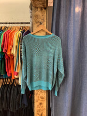 Vintage Teal Blue Knit Sweater - L