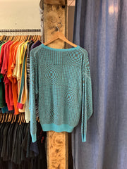 Vintage Teal Blue Knit Sweater - L