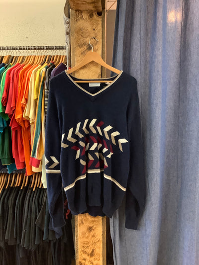 Vintage Slazenger Navy V-Neck Sweater - XL