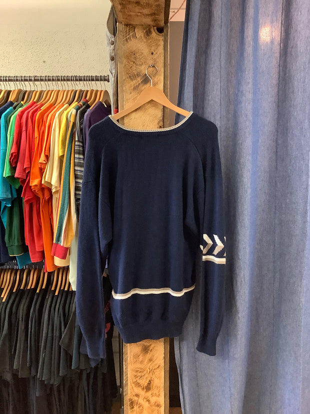 Vintage Slazenger Navy V-Neck Sweater - XL