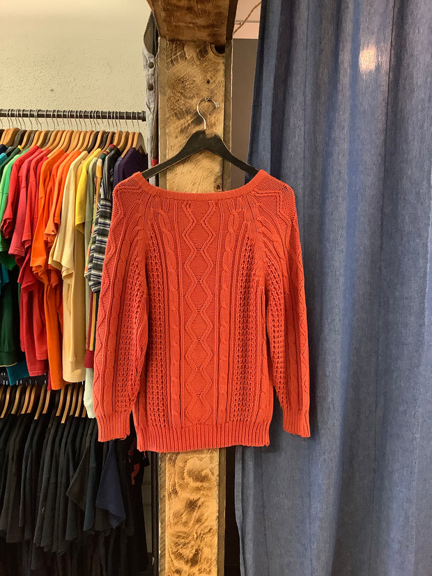 Vintage Orange Knit Sweater - M