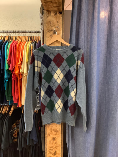 Vintage Club International Blue Patterned Sweater - S