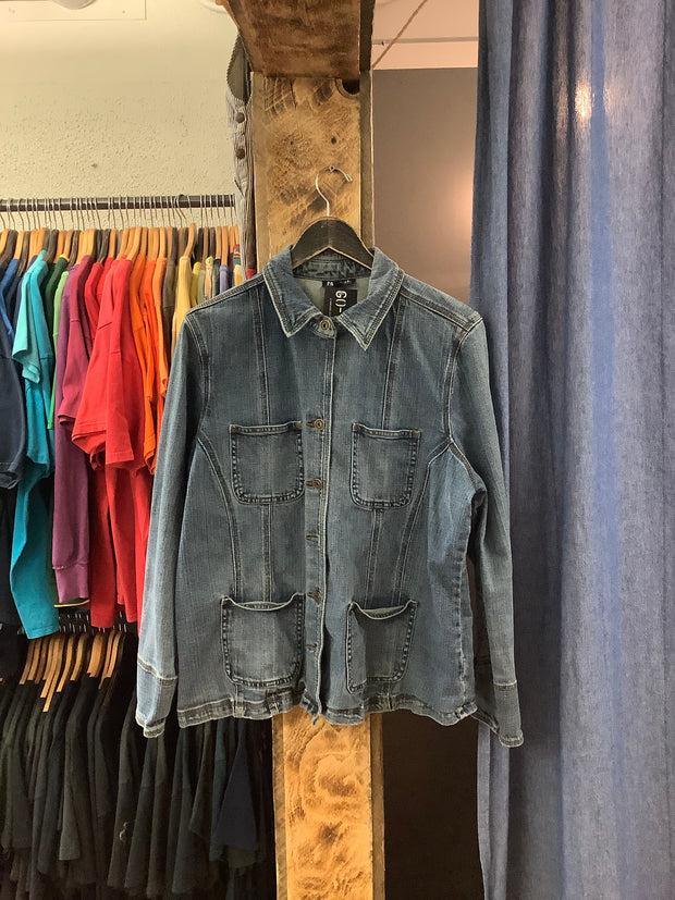 Vintage Contrast Faded Blue Denim Jacket - M