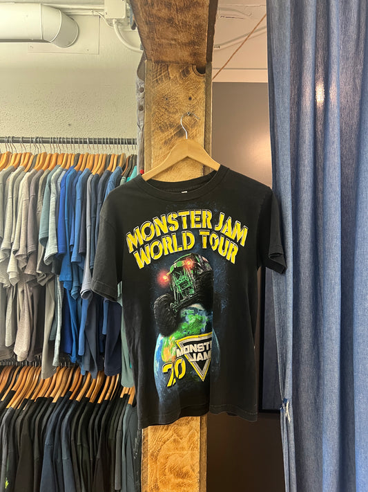 Vintage monster jam world tour black graphic T-shirt - s