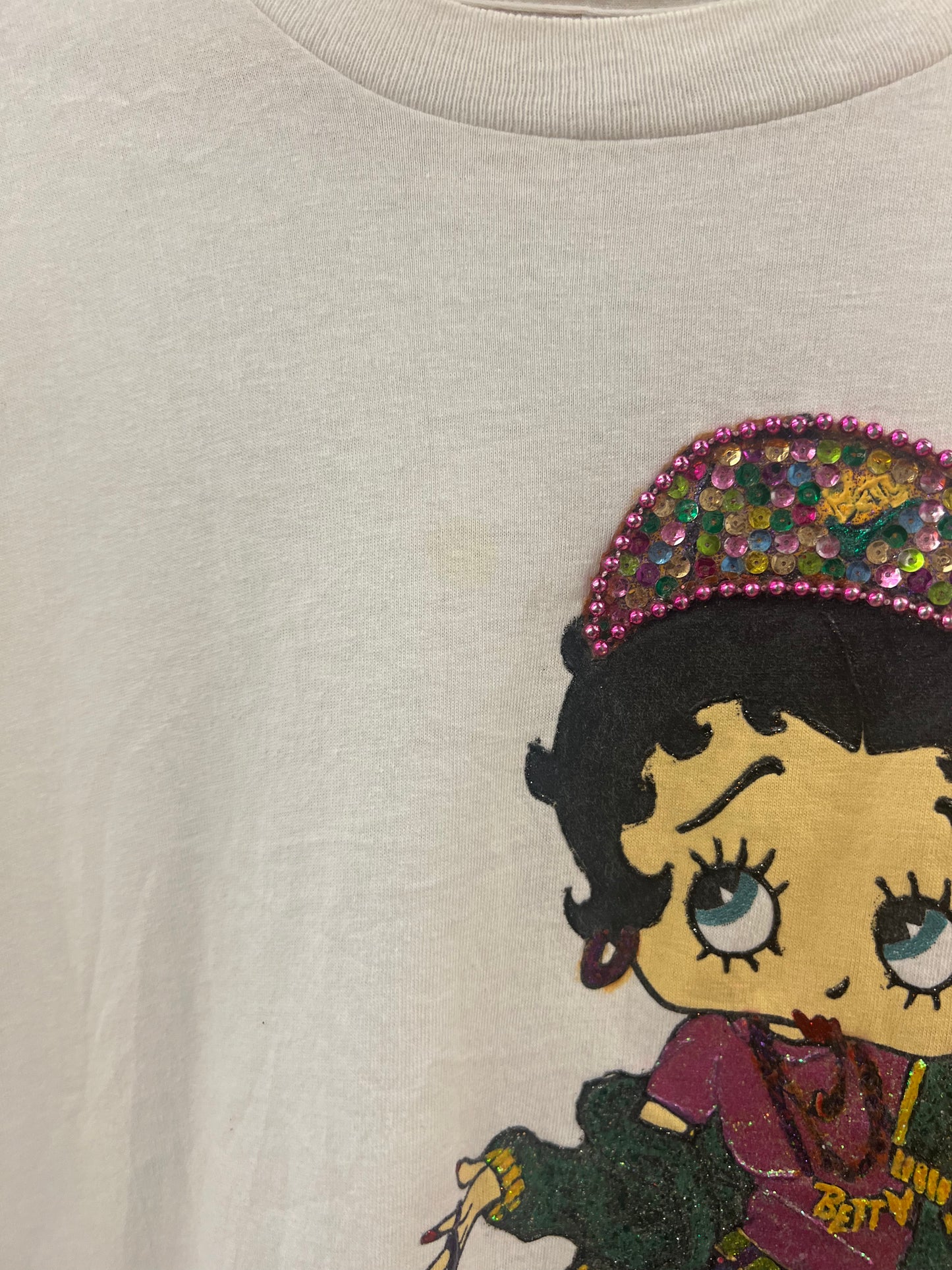 Vintage Betty boop hey girlfriend white graphic T-shirt - XL