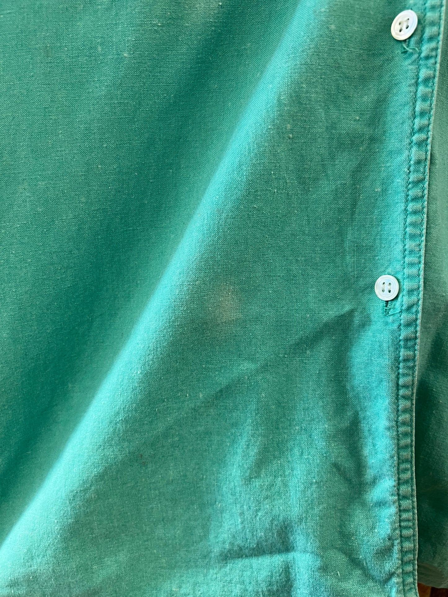 Vintage new man short sleeve teal button up shirt - s