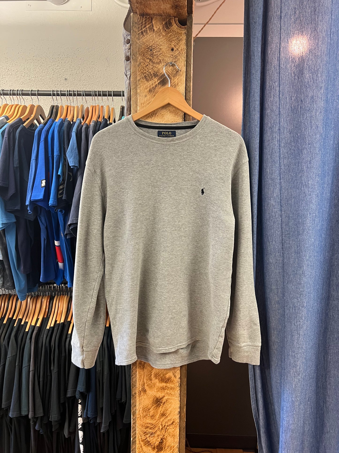Vintage polo Ralph Lauren waffle knit grey Longsleeve - L